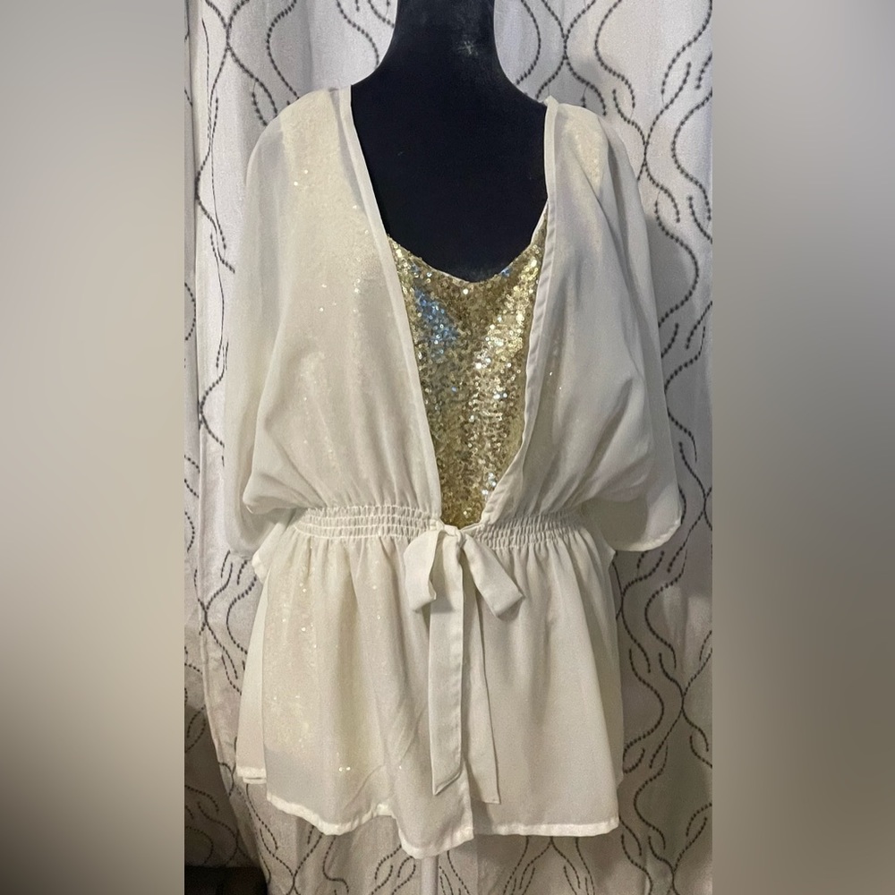 Bandolino Sequins with Sheer Cover Top